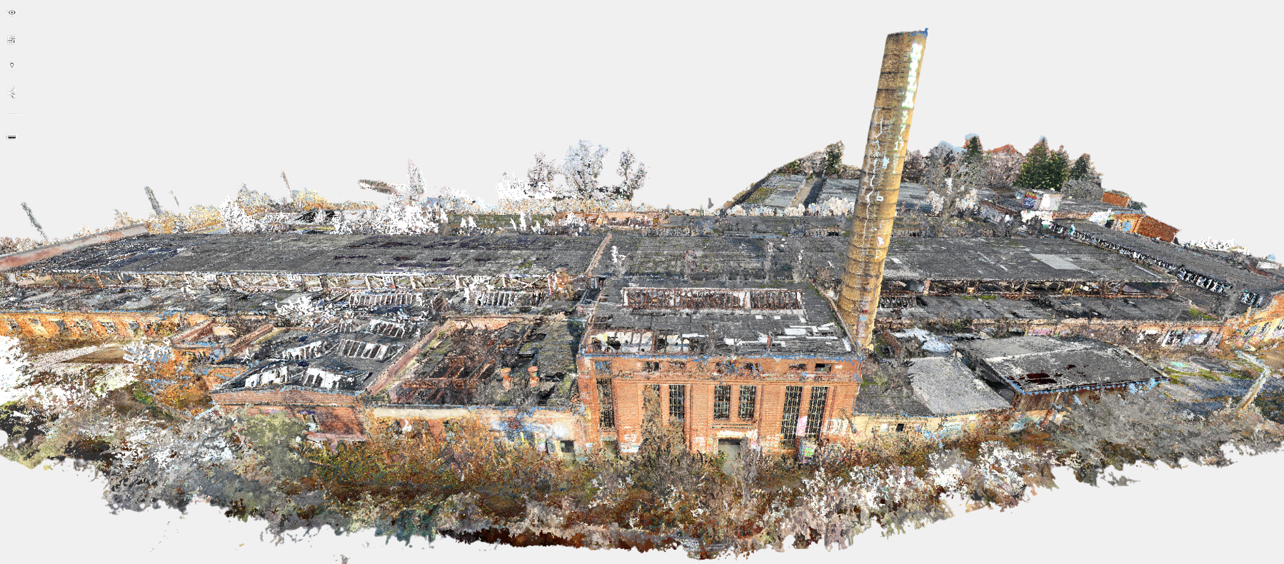 3D-Punktwolke des historischen Hafenwerk-Industrieareals in Leipzig