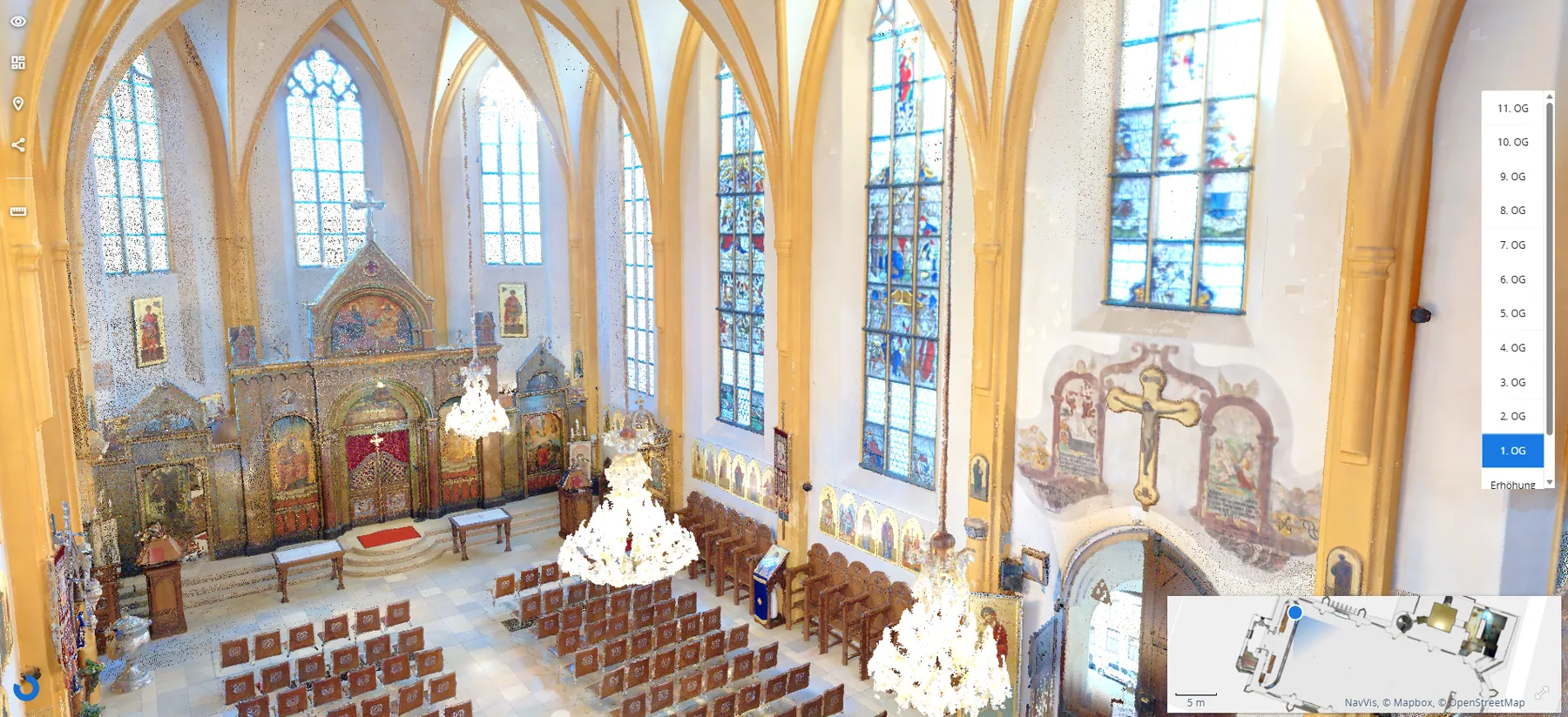 360-Grad-Panorama Salvatorkirche Innenraum mit Altar